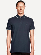Polo Aramis Masculina Piquet Off Friso Azul Marinho