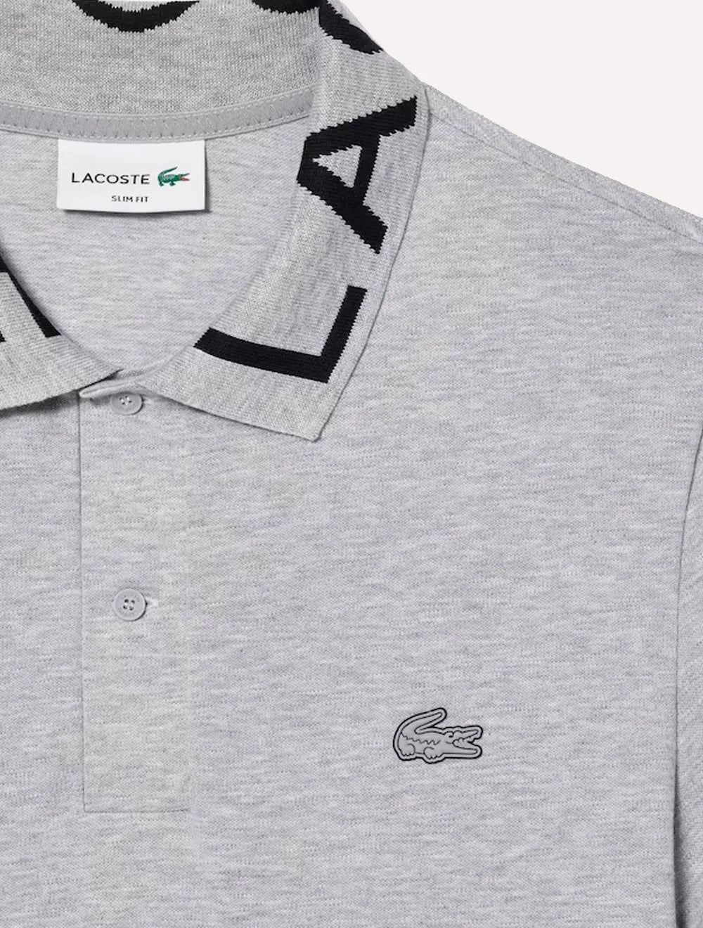Polo Lacoste Masculina Regular Jacquard Movement Cinza Mescla