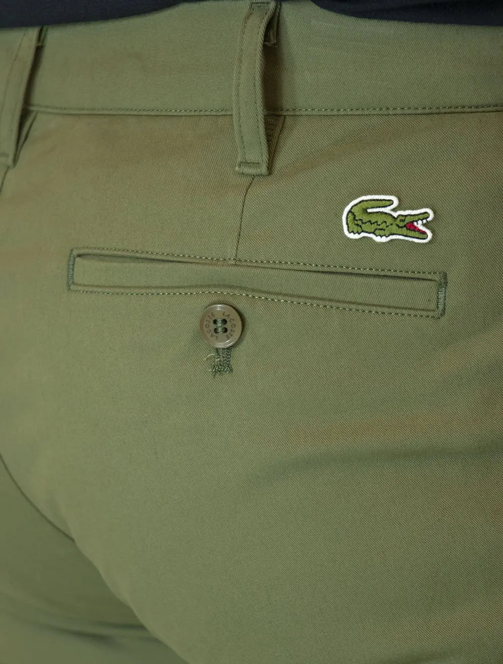 Calça Lacoste Masculina Sarja Chino Slim Fit New Classic Verde Militar