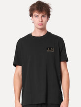 Camiseta Armani Exchange Masculina AX Gold Chest Logo Preta
