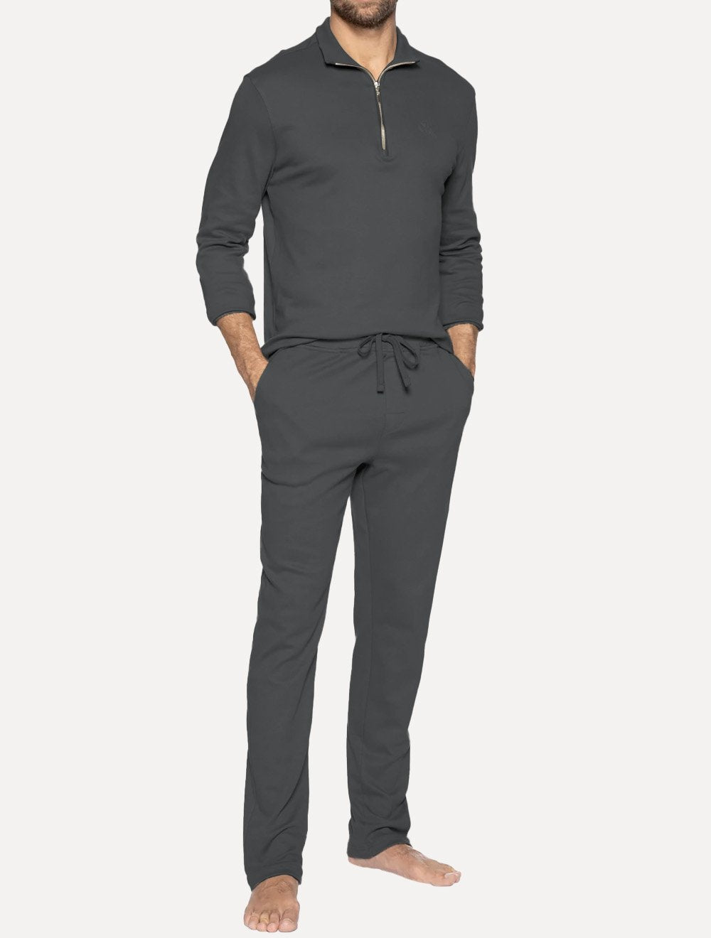 Blusão Calvin Klein Masculino Suedine Half Zip Chumbo