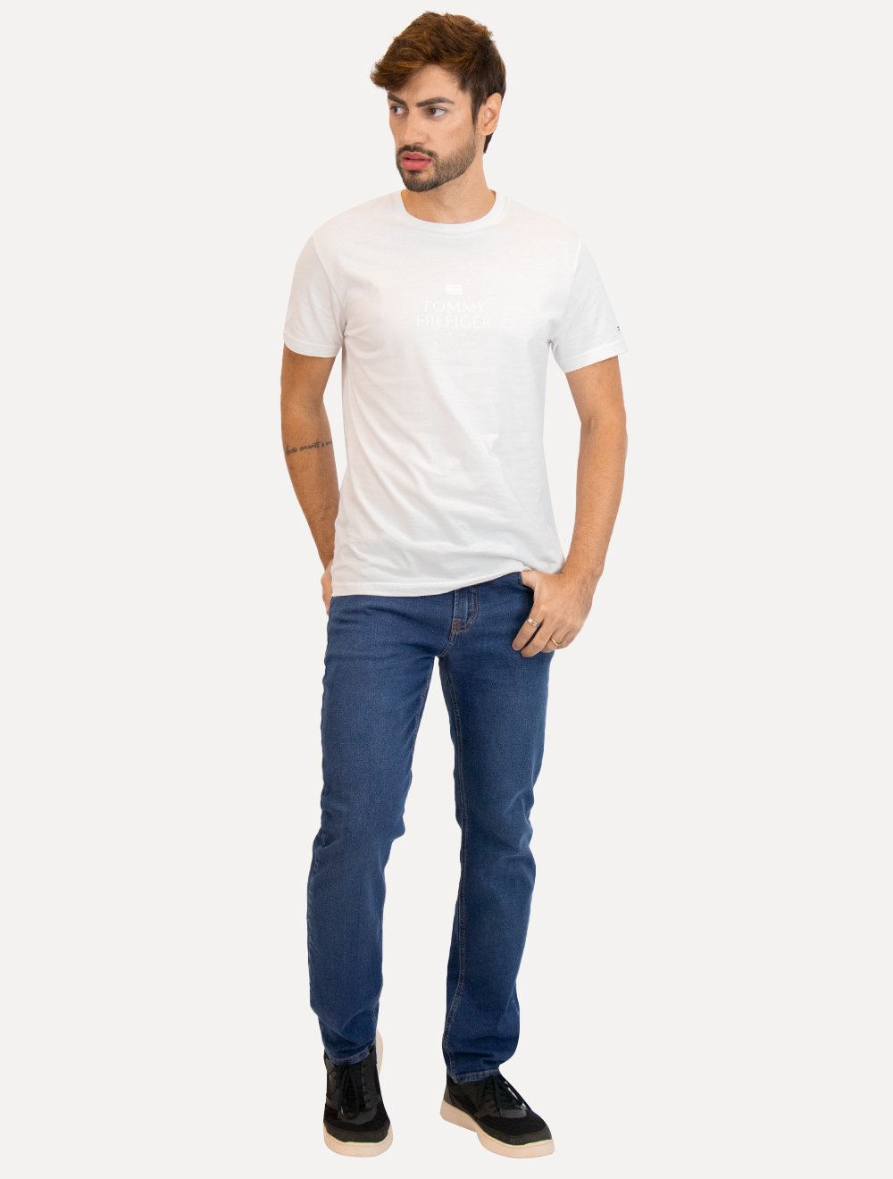 Calça Calvin Klein Jeans Masculina Slim 5 Pockets Azul Marinho