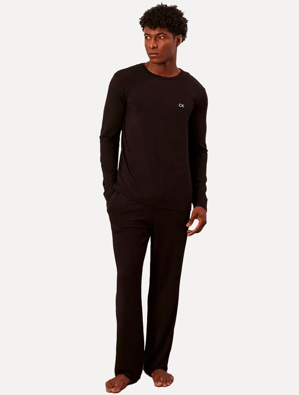 Pijama Calvin Klein Masculino Manga Longa Calça CK Modal Preto