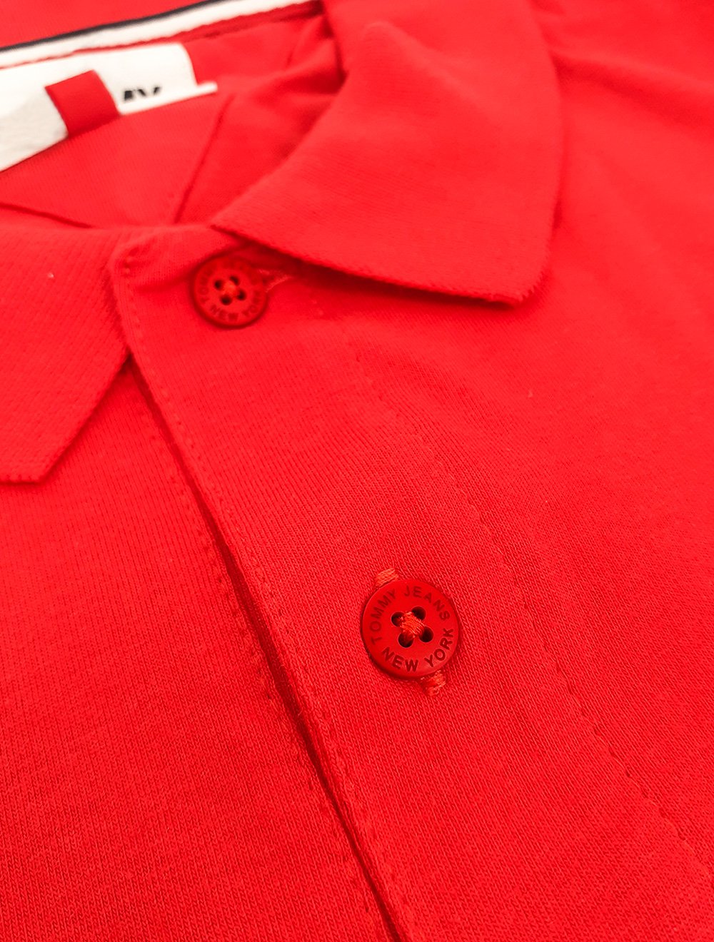 Polo Tommy Jeans Masculina Malha Regular Washed Jersey Vermelho Escarlate