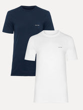 Kit Camisetas Calvin Klein | Masculina Flamê Branca/Azul Marinho