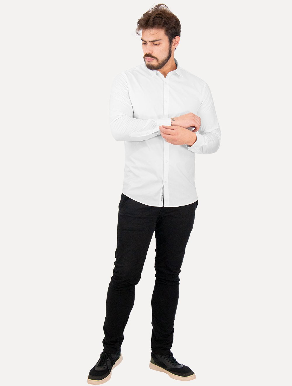 Camisa Original Penguin Masculina Regular Tricoline Bordado Branca