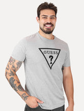Camiseta Guess Masculina Classic Logo Embossed Cinza