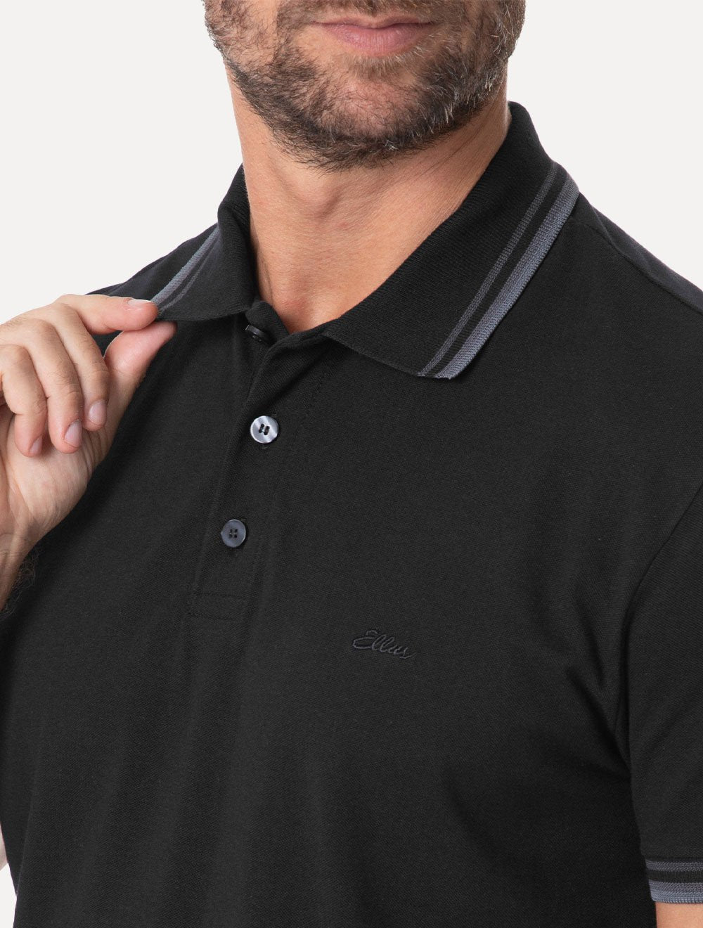 Polo Ellus Masculina Piquet Triple Short Signature Preta