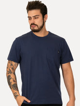 Camiseta Colcci Masculina Cotton Lateral Tag Pocket Azul Escuro