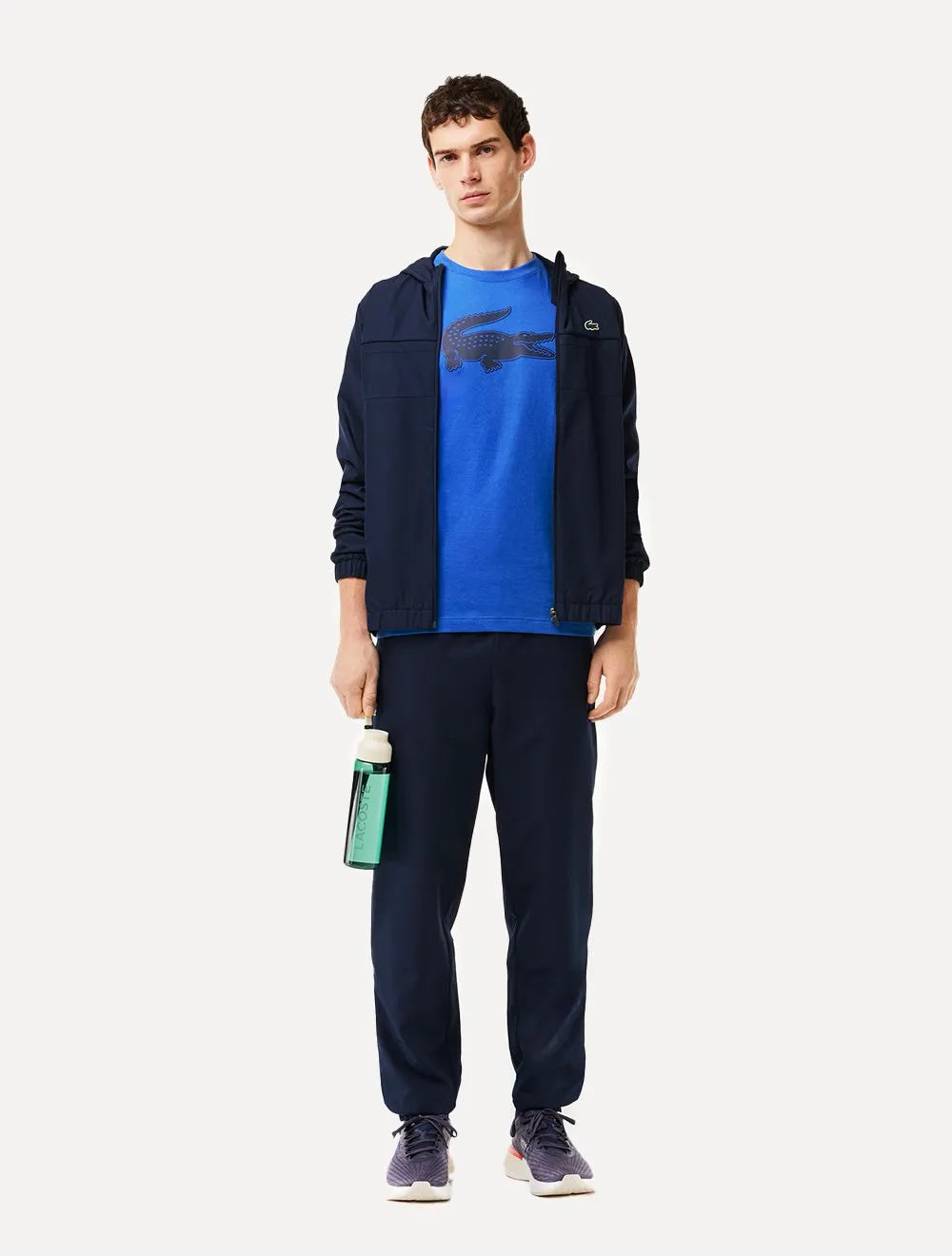 Camiseta Lacoste Masculina Jersey Sport 3D Logo Azul Cobalto