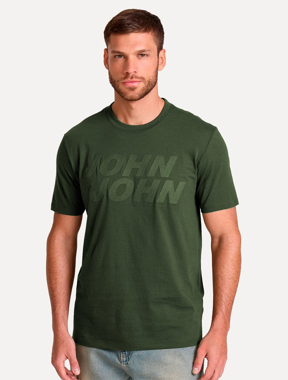 Camiseta John John Masculina Regular Fit Rubber Track Verde Militar