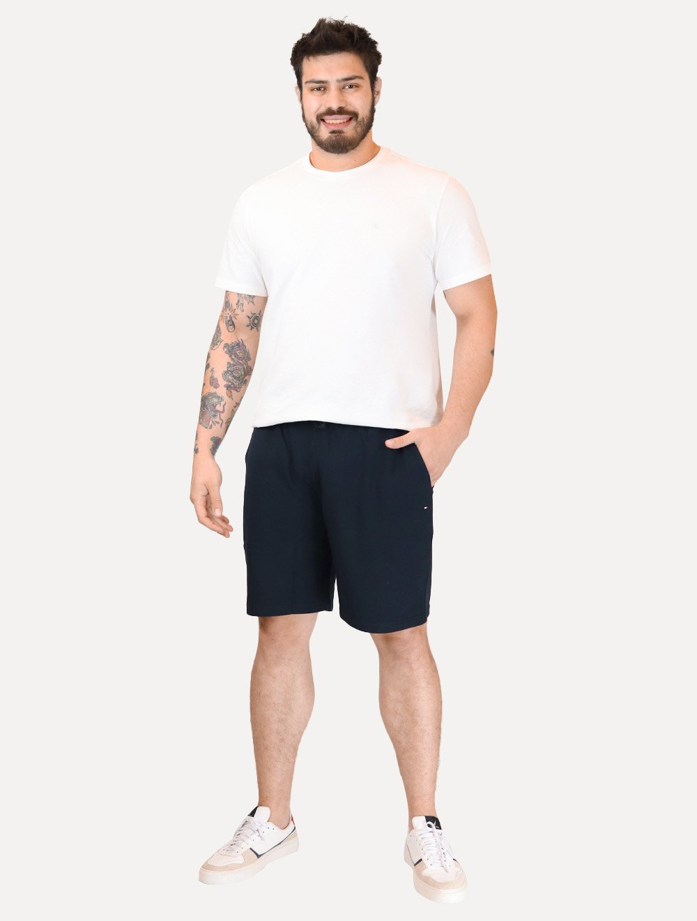 Bermuda Tommy Hilfiger Moletom Masculina Essential Terry Blue String Azul Marinho