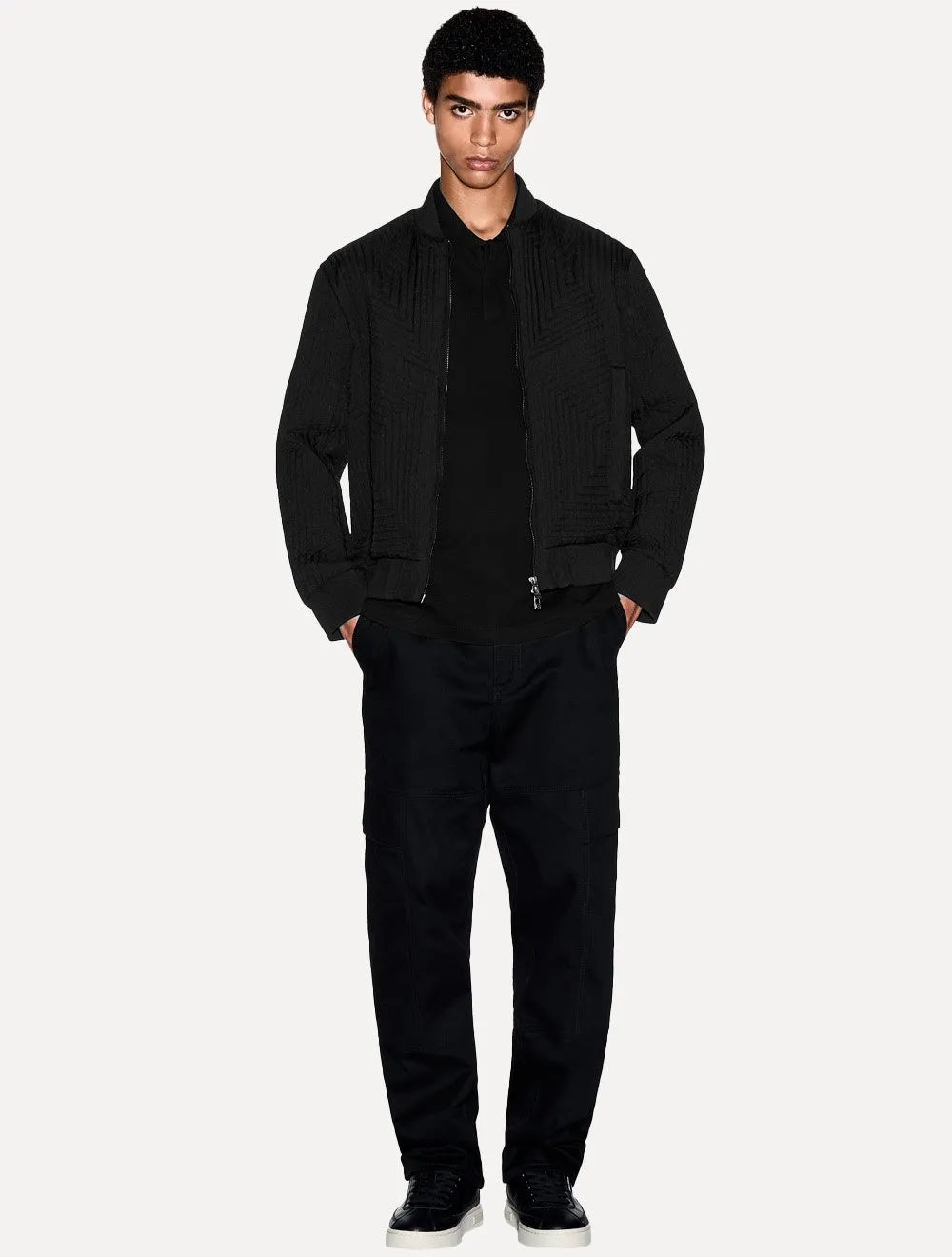 Polo Armani Exchange Regular Fit Light Logo Milano Preta