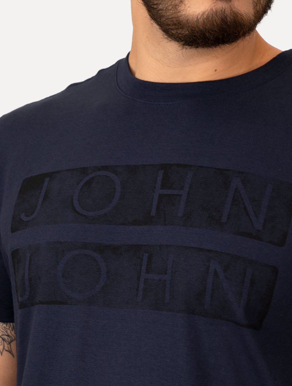 Camiseta John John Masculina Regular Logo Plat Azul Escuro