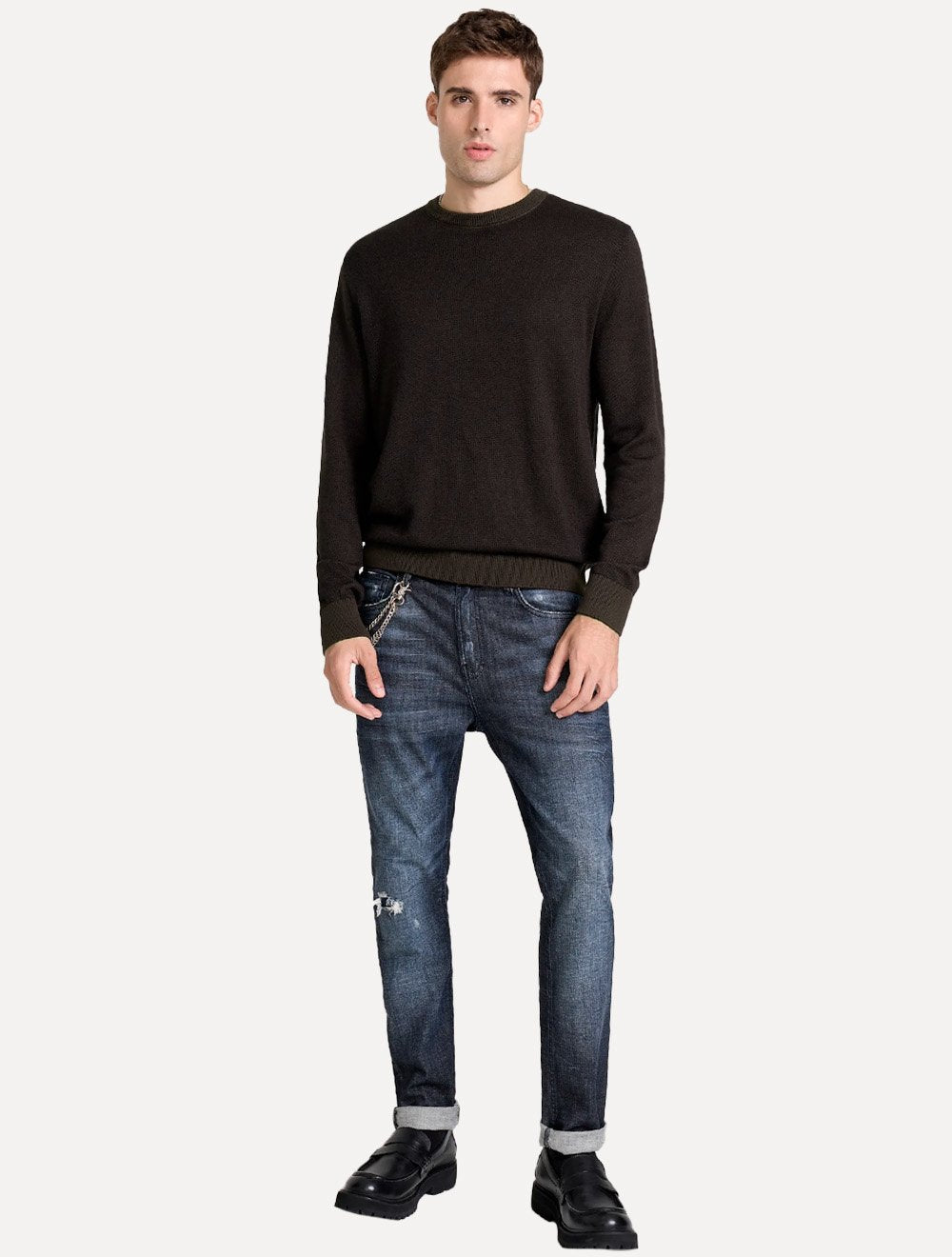 Suéter John John Masculino Regular Fit Tricot Smooth Marrom Médio