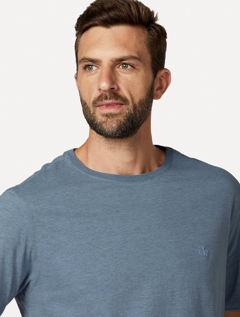 Camiseta Dudalina Masculina Melange Color Azul Escuro Mescla