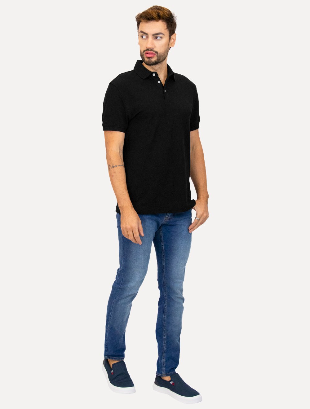 Polo Aramis Masculina Cotton Piquet Basic Preta