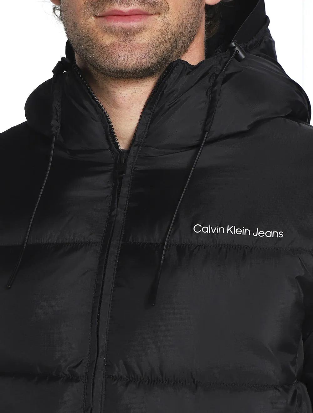 Jaqueta Calvin Klein Jeans Masculina Hoodie Matelassê Sust Logo Preta