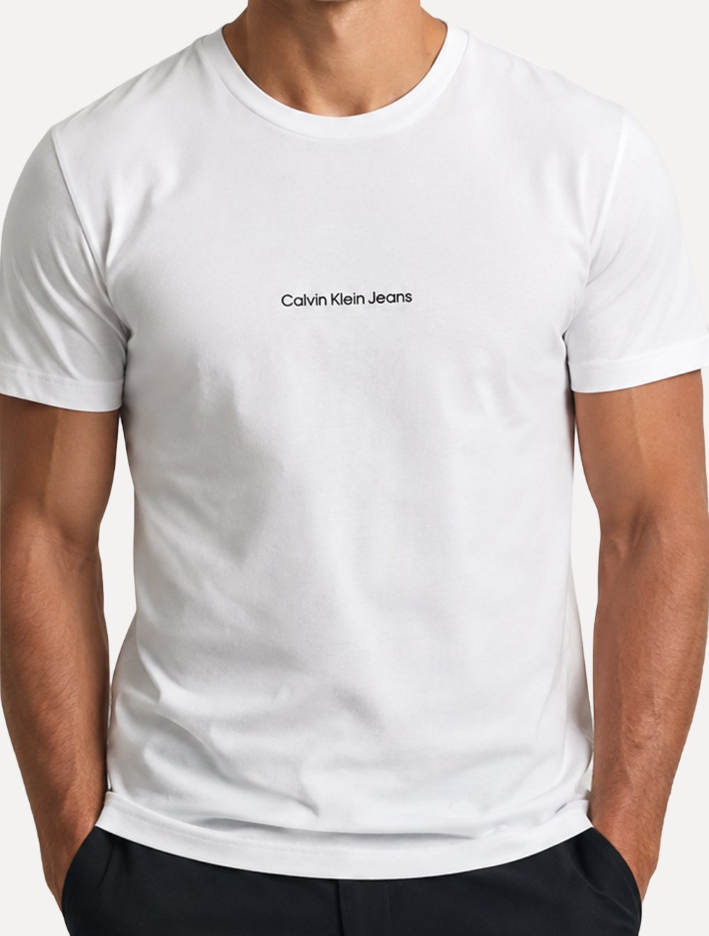 Camiseta Calvin Klein Jeans Masculina Institutional Small Logo Branca