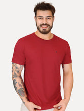 Camiseta Tommy Hilfiger Masculina Essential Cotton Vermelho Escuro
