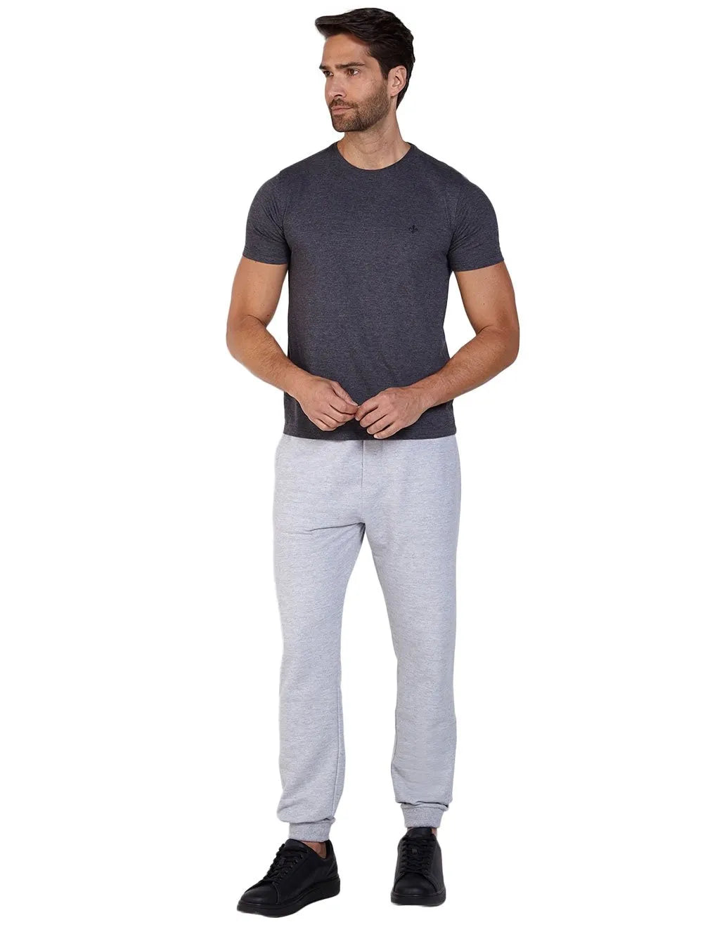Calça Dudalina Masculina Moletom Comfy Cinza Mescla