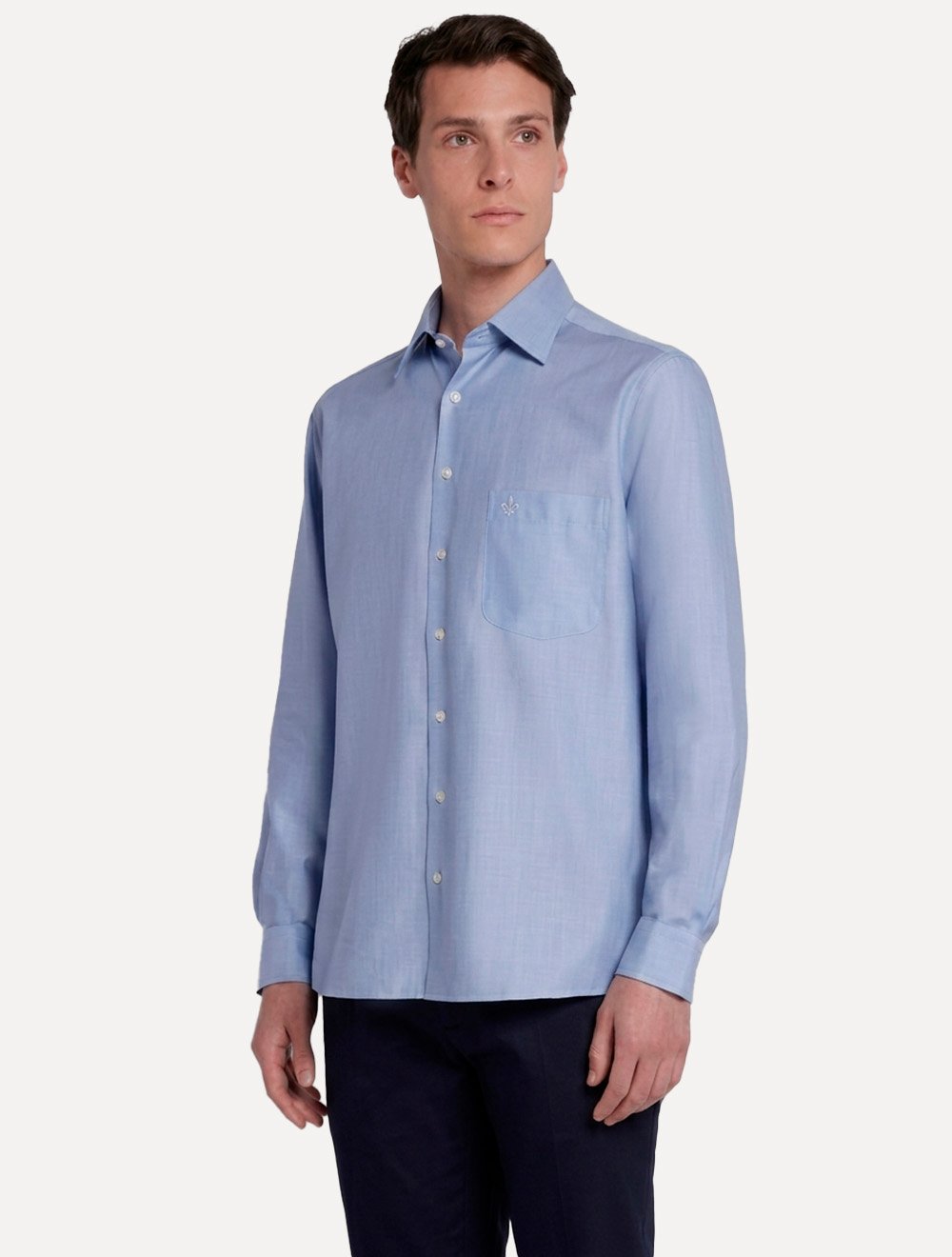 Camisa Dudalina Masculina Essentials Comfort Superfine Cotton Azul Médio