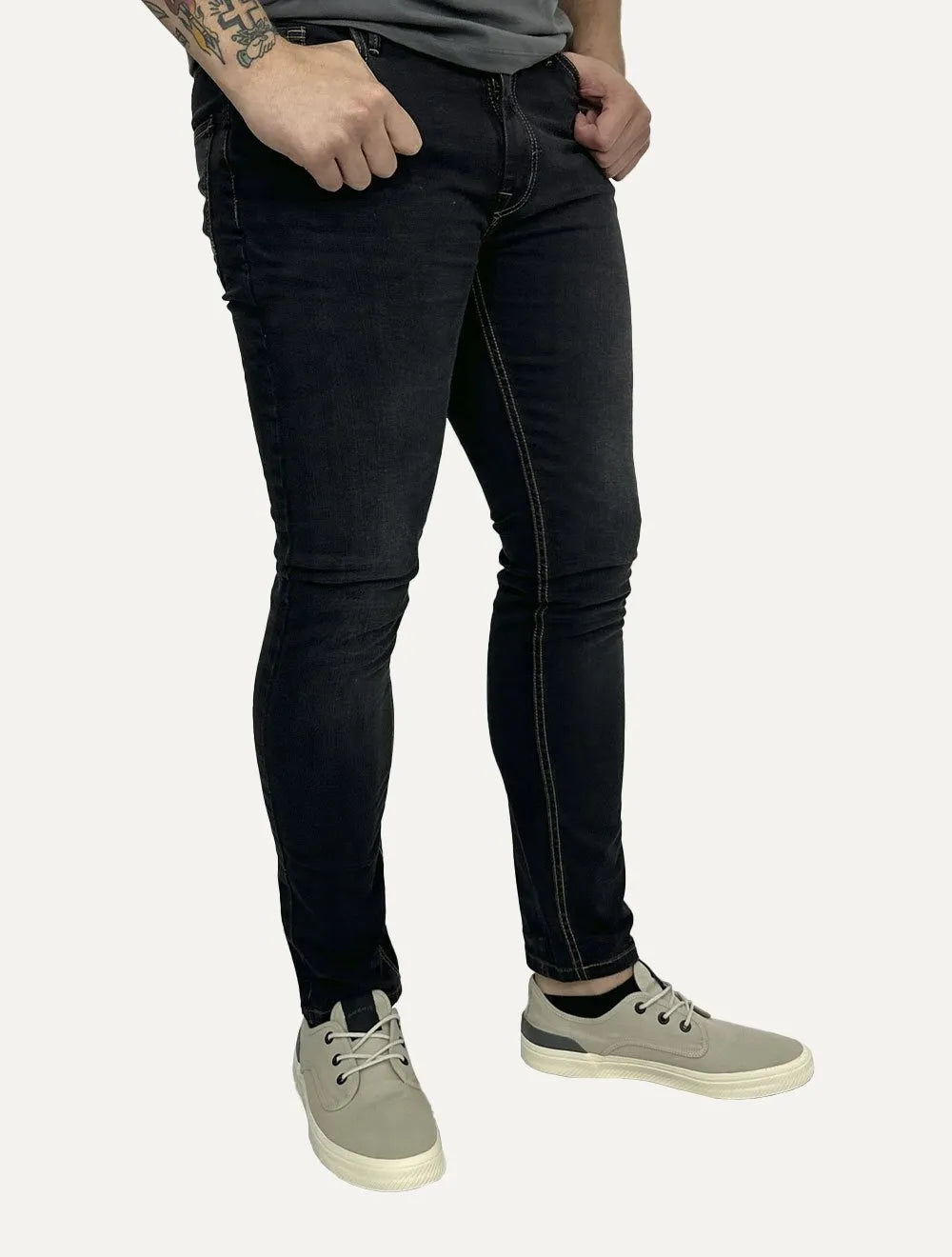 Calça King & Joe Jeans Masculina Skinny Black Preta