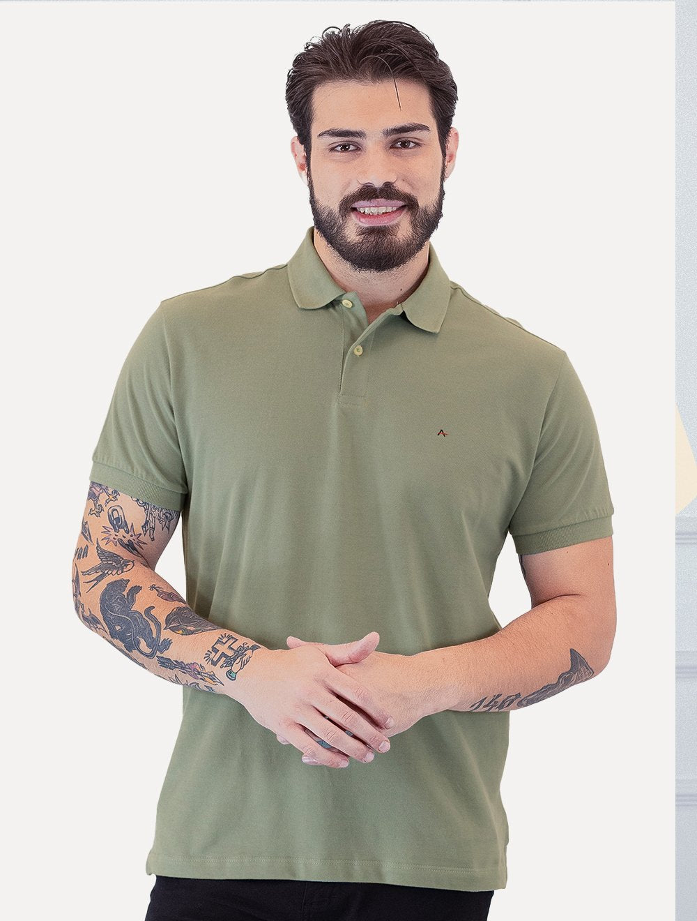 Polo Aramis Masculina Regular Basic Piquet Dark Verde Sálvia