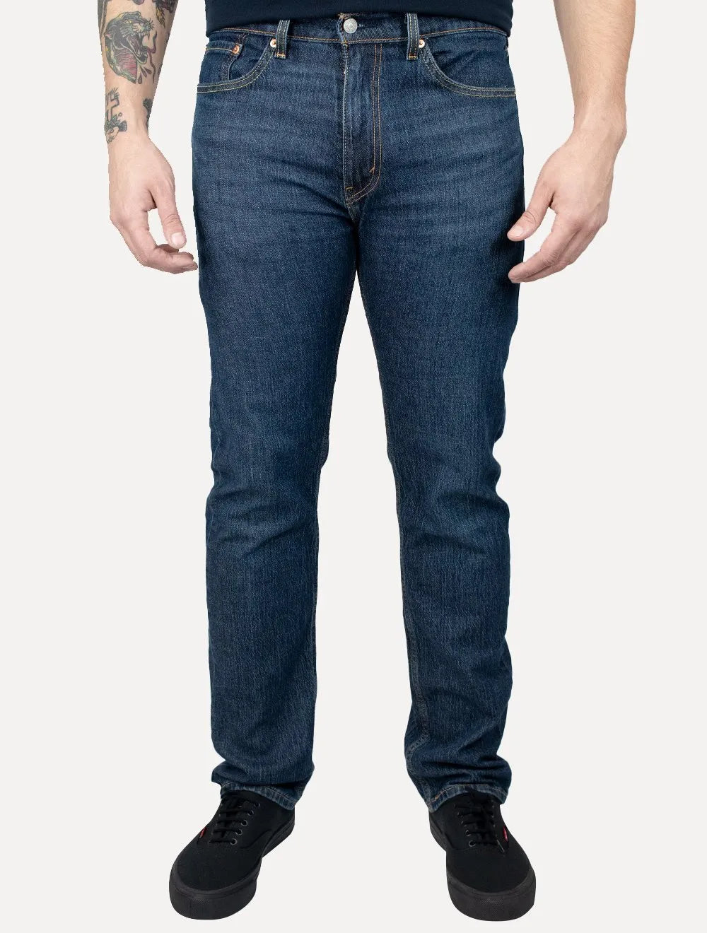 Calça Levis Jeans Masculina 505 Regular Stretch Hint Of Cool Azul Escuro
