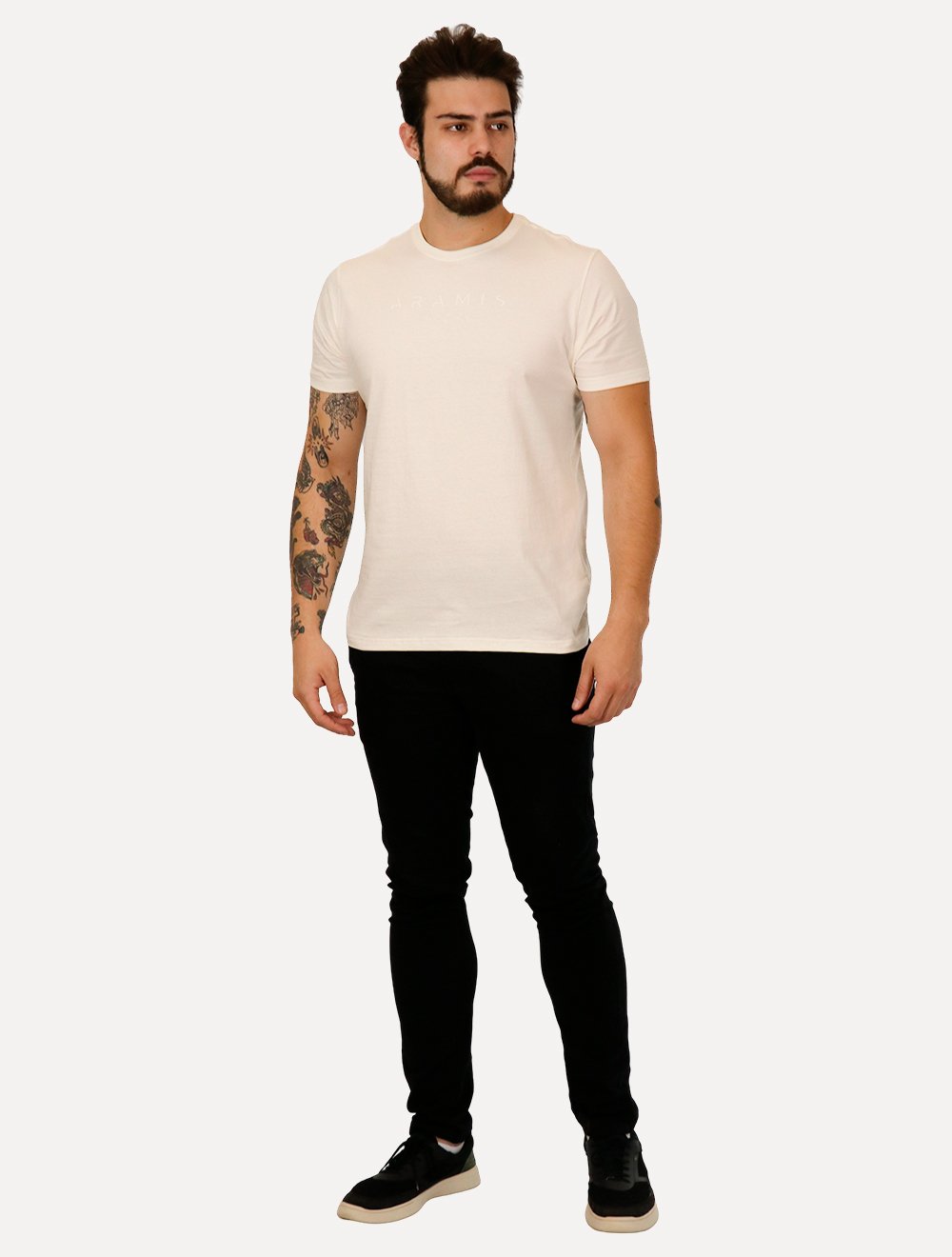 Camiseta Aramis Masculina Regular Braile Off-White