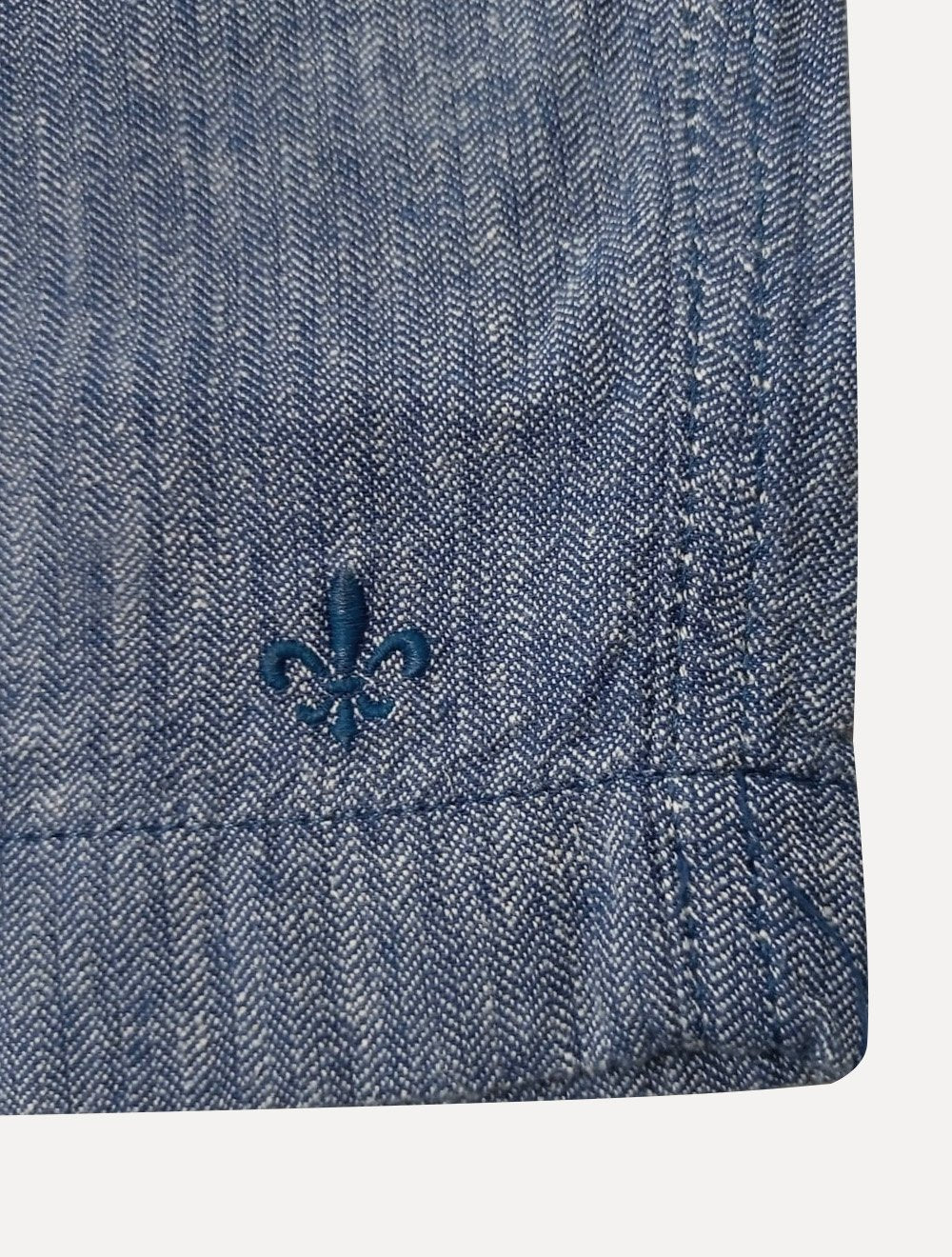Bermuda Dudalina Masculina Sarja Slim Fio Tinto Azul Mescla Médio
