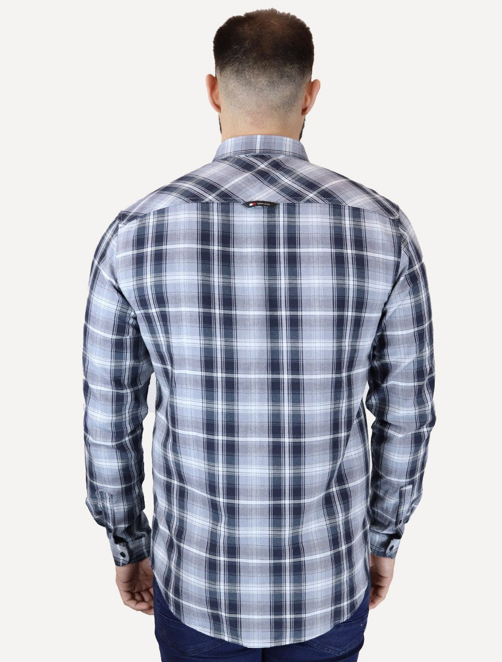 Camisa Tommy Jeans Masculina Regular Poplin Xadrez Check Azul