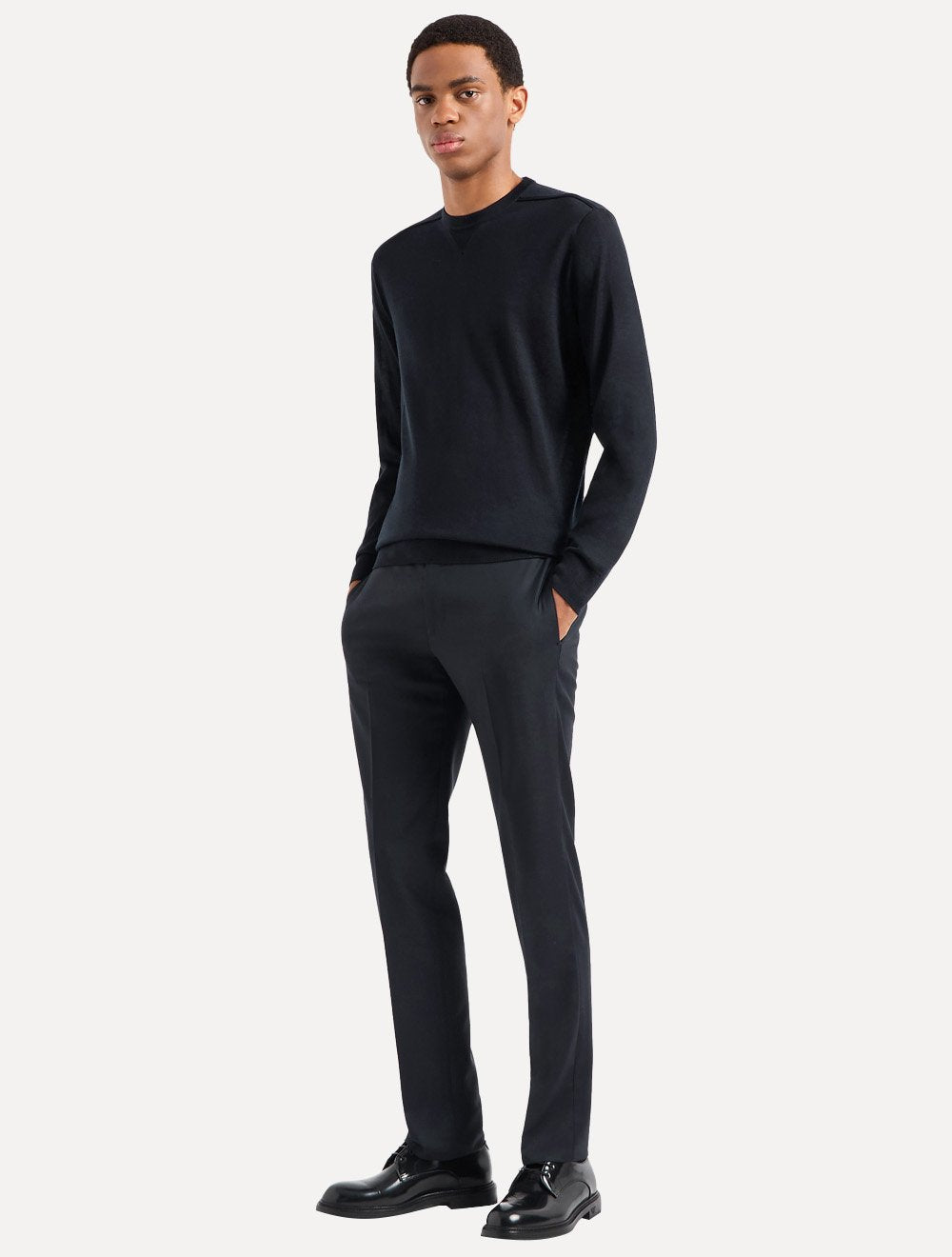 Suéter Empório Armani Masculino Crewneck Lyocell Essential Azul Marinho