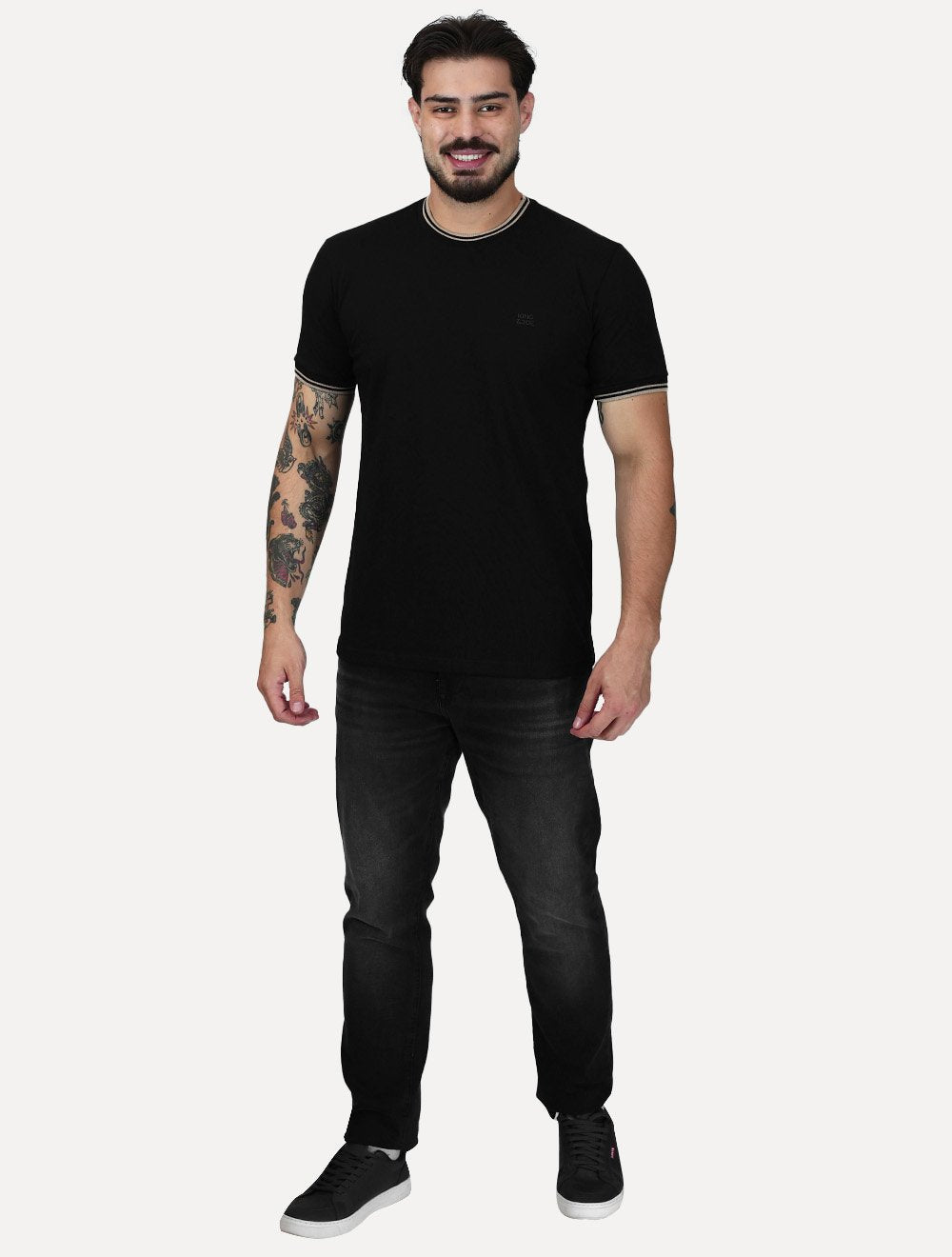Camiseta King & Joe Masculina Premium Cotton Sport Preta