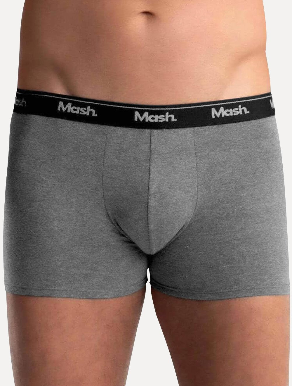 Cueca Mash Boxer Cotton Basic Light Logo Cinza Mescla Escuro