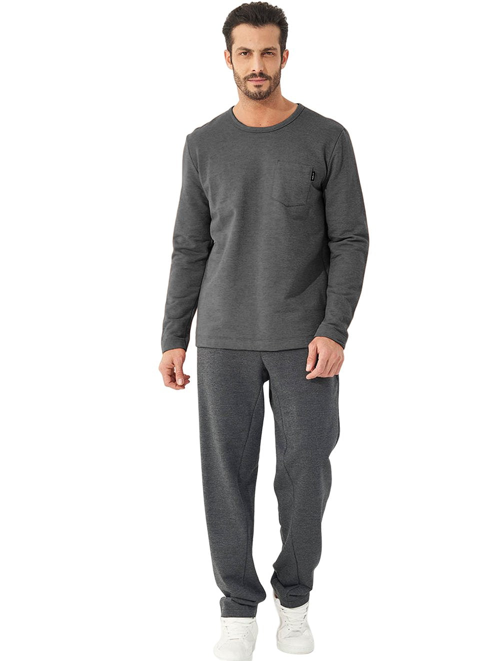 Moletom Colcci Masculino Crewneck Pocket Tag Chumbo Mescla