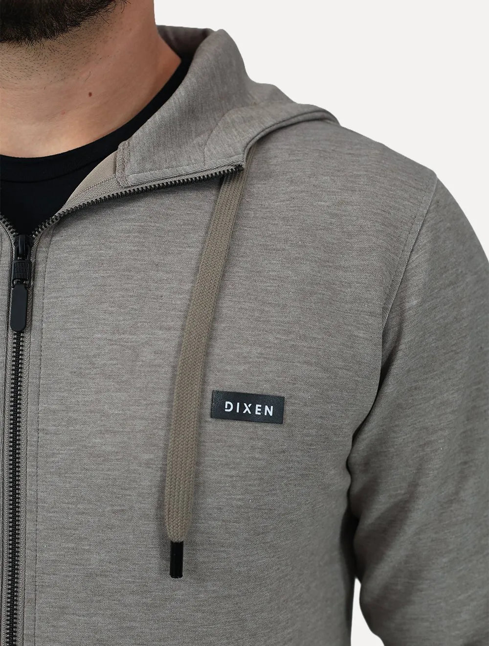 Conjunto Dixen Agasalho com Zíper Frontal Bolso Canguru Cinza Escuro