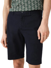 Bermuda Lacoste Masculina Sarja Slim Cotton Stretch Azul Escuro