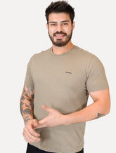 Camiseta Calvin Klein Masculina Flame New Logo Cáqui Médio