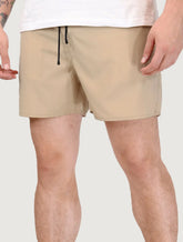 Short Reserva D'Água Beachwear Liso Tag Lateral Caqui