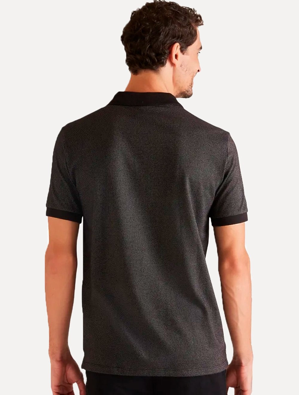 Polo Reserva Masculina Regular Piquet Friso Rajado Preto Mescla