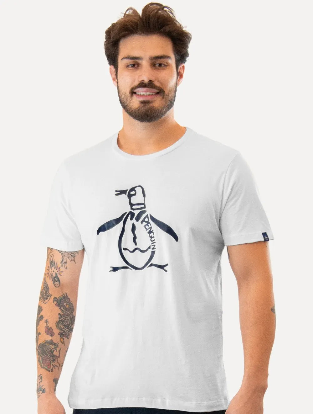 Camiseta Original Penguin Masculina Big Navy Mascot Logo Branca