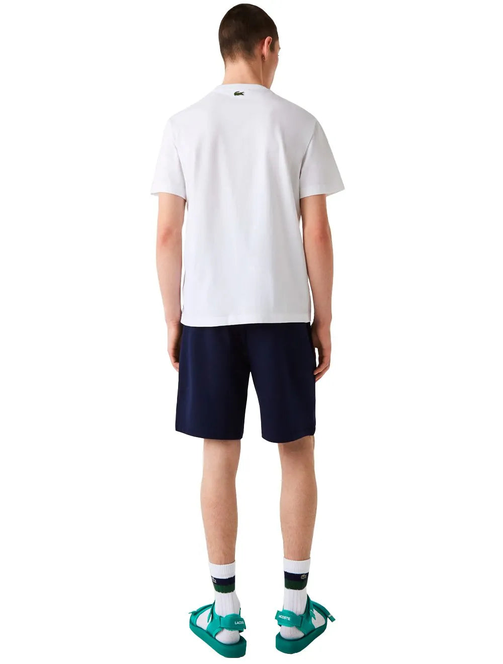 Bermuda Lacoste Moletom Masculina Croco Logo 1927 Azul Marinho