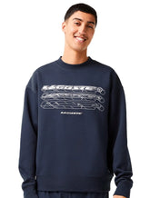 Moletom Lacoste Masculino Crewneck Loose Branded Azul Marinho