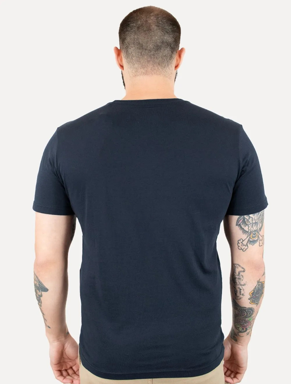 Camiseta Calvin Klein Jeans Masculina CK Bordado Peito Azul Marinho