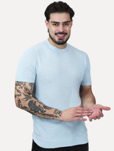 Camiseta Dixen Masculina Tricot Manga Curta Gola Careca Azul