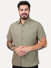 Camisa K&J Black Casual Linen Blend Caqui