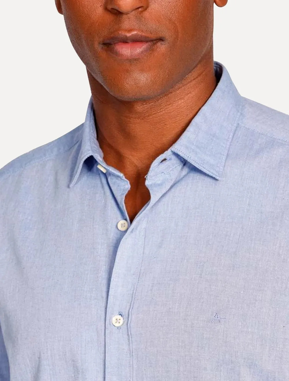 Camisa Aramis Masculina Manga Curta Slim Algodão Willis Azul Mescla