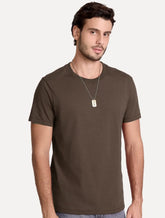 Camiseta John John Masculina Slim Fit Simple Marrom Escuro