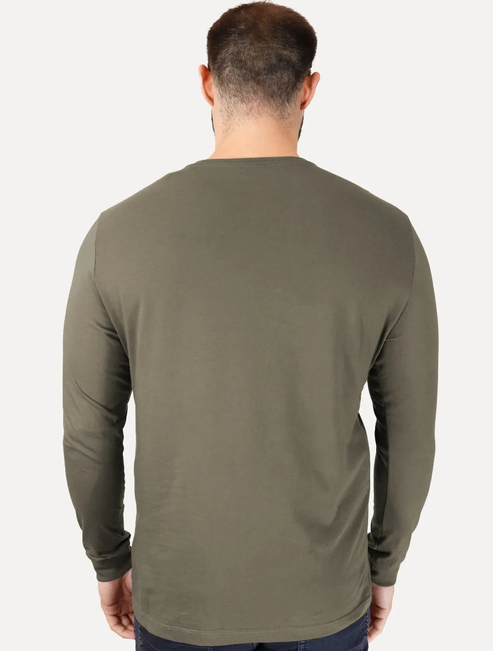 Camiseta Aramis Masculina Manga Longa Basica Logo Verde Militar